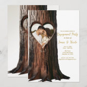 Invitation Tronc d'arbre sculpté en forme de cœur rustique po (Devant / Derrière)