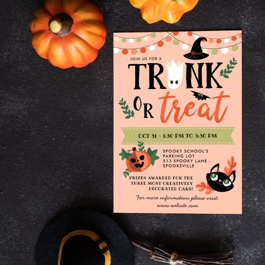 Invitation Tronc d'Halloween mignon ou traiter la distance so