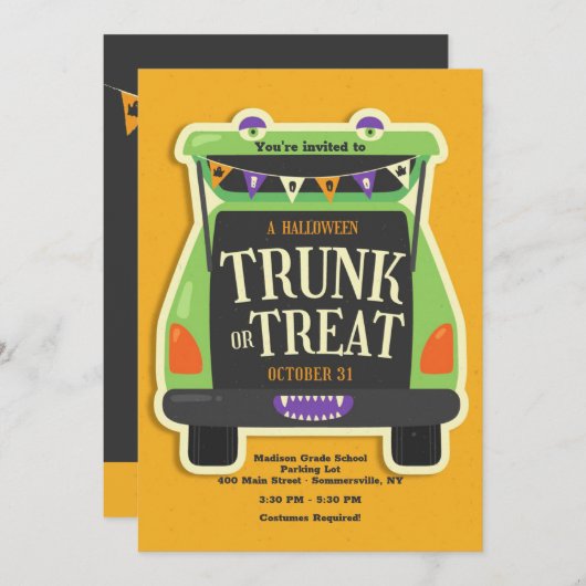 Invitation Tronc Halloween Ou Traitement (Devant / Derrière)