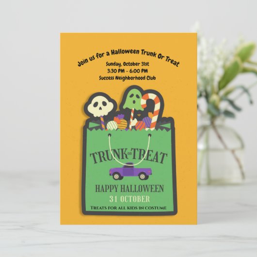 Invitation Tronc Halloween Ou Traitement (Debout devant)