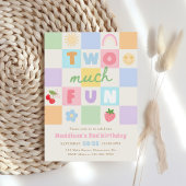 Invitation Trop amusant Gingham Coloré 2ème Anniversaire