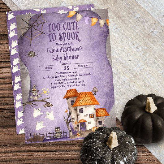Invitation Trop mignon pour parler Baby shower d'Halloween