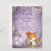 Invitation Trop mignon pour parler Baby shower d'Halloween (Devant)