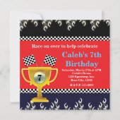 Invitation Trophée de course automobile et drapeaux de course (Devant)