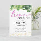 Invitation Tropic Like It's Hot Pink Tropical Birthday (Debout devant)