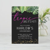 Invitation Tropic Like It's Hot Pink Tropical Birthday (Debout devant)