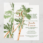Invitation Tropical 50 & Fabuleux Palmiers fête d'anniversair (Devant / Derrière)
