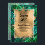 Invitation Tropical 50th Birthday Party<br><div class="desc">Le motif plante vert tropical chic,  revêtu de fausse feuille d'or et les détails de votre fête d'anniversaire en lettres chic,  est parfait pour TOUT anniversaire d'âge. COORDINATION des articles disponibles dans notre magasin.</div>