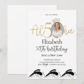 Invitation Tropical 50th Gold Birthday avec photo (Devant / Derrière)