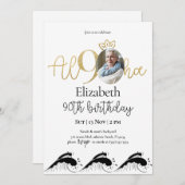 Invitation Tropical 90th Gold Birthday avec photo (Devant / Derrière)