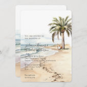 Invitation Tropical Aloha Beach Cocots Palm Tree Mariage (Devant / Derrière)