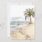 Invitation Tropical Aloha Beach Cocots Palm Tree Mariage (Devant)