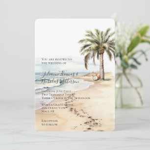 Invitation Tropical Aloha Beach Cocots Palm Tree Mariage
