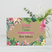 Invitation Tropical Aloha Fleurs Luau Kraft Shower de Mariage (Debout devant)