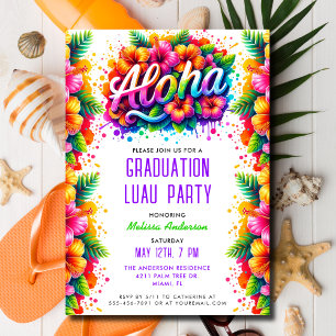 Invitation Tropical Aloha Fun Graduation Luau Parti