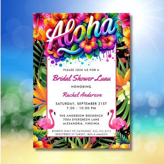 Invitation Tropical Aloha Luau Fête de Mariage