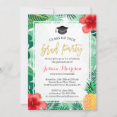Invitation Tropical Ananas Luau Graduation Party (Devant)