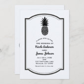 Invitation Tropical Ananas Noir & Blanc Élégant Chic (Devant / Derrière)