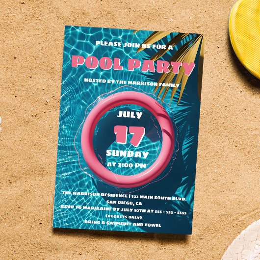 Invitation Tropical Aqua Paradise Summer Pool Party
