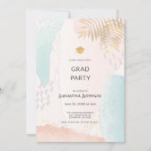 Invitation Tropical Aquarelle Brush Strokes Graduation (Devant)