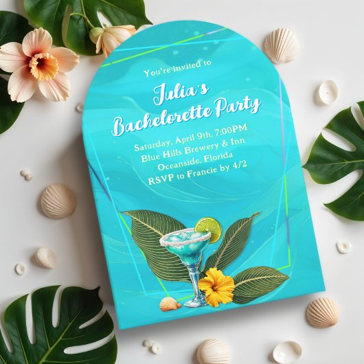 Invitation Tropical Bachelorette Party Blue Waves