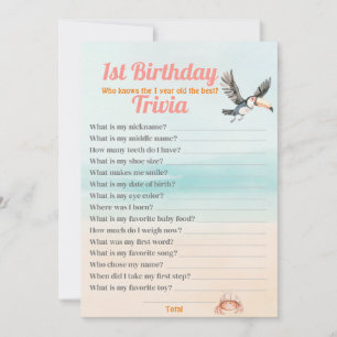 Invitation Tropical Beach 1er anniversaire Trivia jeu modifia
