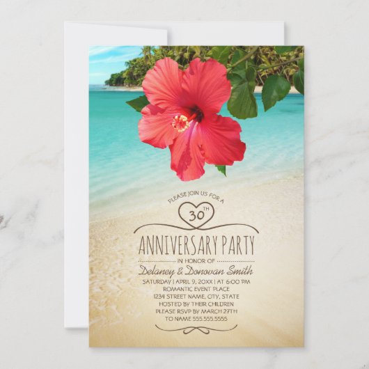 Invitation Tropical Beach 30e anniversaire de Mariage (Devant)
