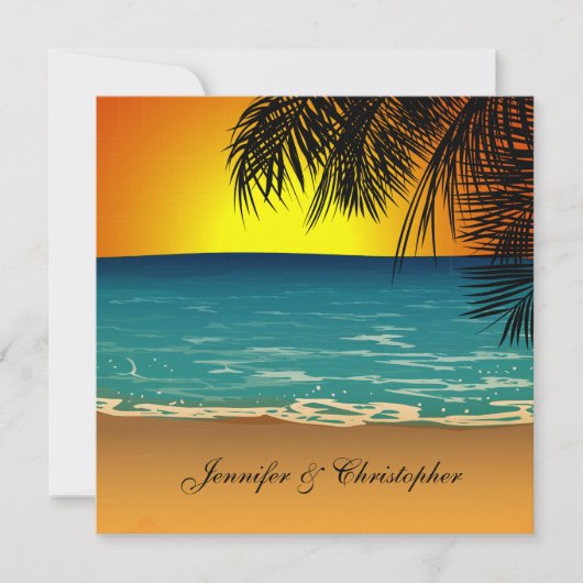 Invitation Tropical Beach at Sunset Mariage (Devant)
