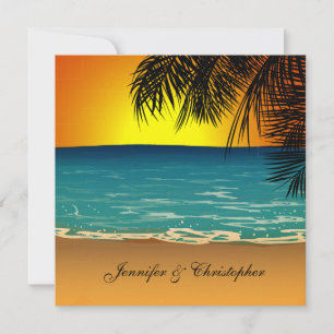 Invitation Tropical Beach at Sunset Mariage