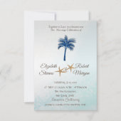 Invitation Tropical Beach Blue Parties scintillant Palm Maria (Devant)