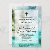 Invitation Tropical Beach Coastal Watercolor Catholic Wedding (Devant)