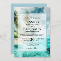 Tropical Beach Coastal Watercolor Stylish Wedding