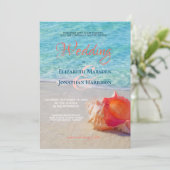 Invitation Tropical Beach Conch Shell Modern Ombre Mariage (Debout devant)