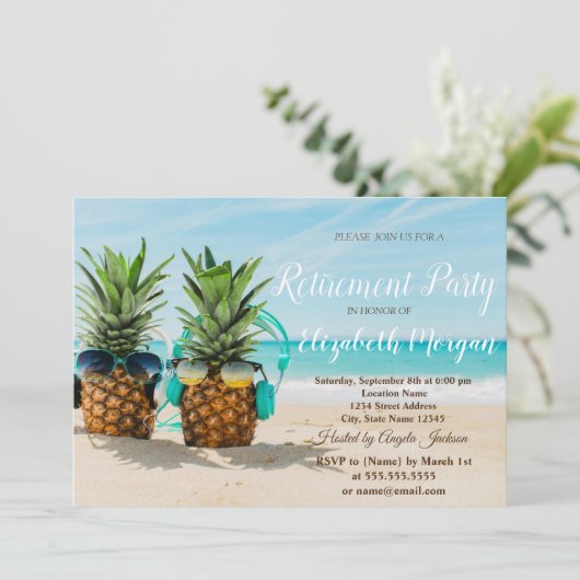 Invitation Tropical Beach Cool Pineapples Retraite (Debout devant)