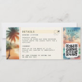 Invitation Tropical Beach Destination Boarding Pass Mariage (Dos)