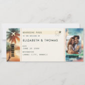 Invitation Tropical Beach Destination Boarding Pass Mariage (Devant)