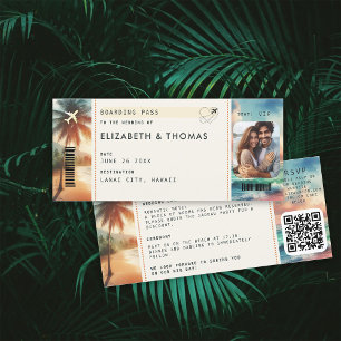 Invitation Tropical Beach Destination Boarding Pass Mariage