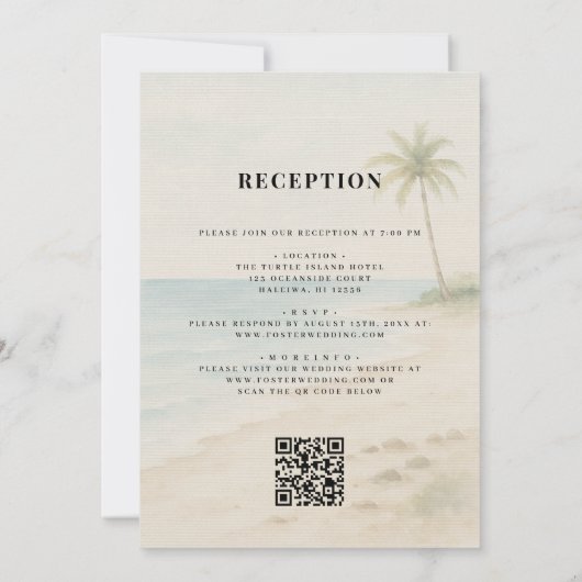 Invitation Tropical Beach Destination QR Code Wedding  (Dos)