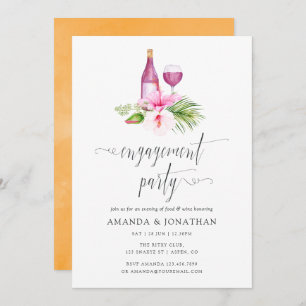 Invitation Tropical Beach Engagement Party Dégustation de vin