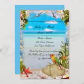 Invitation Tropical Beach Floral Mariage (Devant / Derrière)