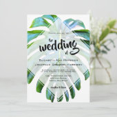 Invitation Tropical Beach Hawaii Photo Mariage Leaf (Debout devant)