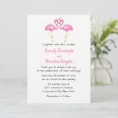 Invitation Tropical Beach Hawaiian Flamant rose rose Mariage (Debout devant)
