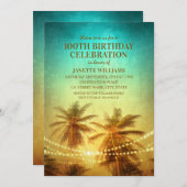 Invitation Tropical Beach Hawaiian Thème 100e anniversaire (Devant / Derrière)