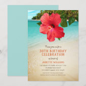 Invitation Tropical Beach Hawaiian Theme 30th Birthday Party (Devant / Derrière)