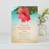 Invitation Tropical Beach Hawaiian Thème 60e Anniversaire (Debout devant)