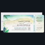 Invitation Tropical Beach Heart Shore Mariage Boarding Pass<br><div class="desc">Invitations exotiques tropicales de mariage de plage dans un style de billet d'embarquement.</div>