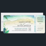 Invitation Tropical Beach Heart Shore Mariage Boarding Pass<br><div class="desc">Invitations exotiques tropicales de mariage de plage dans un style de billet d'embarquement.</div>