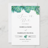 Invitation TROPICAL Beach leaf Save the Date (Devant)
