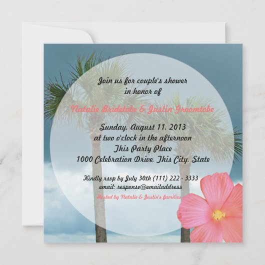 Invitation Tropical Beach Mariage Douche (Dos)