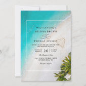 Invitation Tropical Beach Monogram Modern QR Code Wedding (Devant)